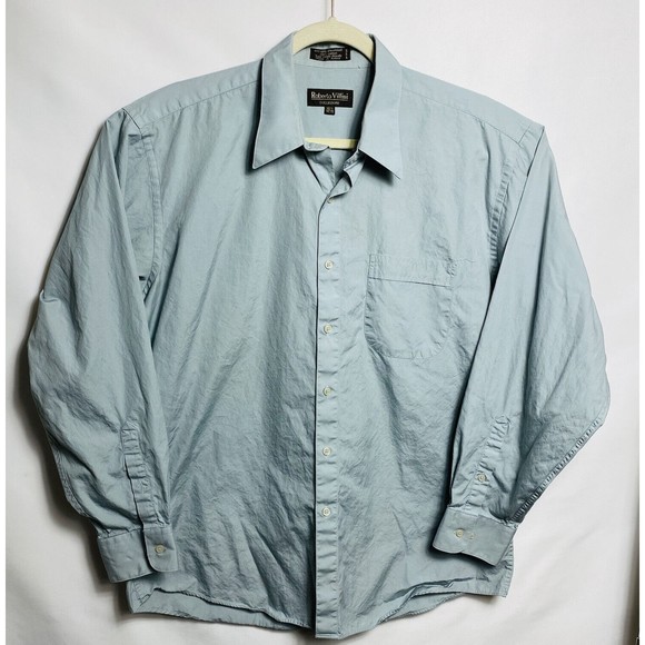 Chemise Habillée Pour Homme Roberto Villini, Rayures, 100% Coton, Taille 17.5, Occasion En Très Bon état
